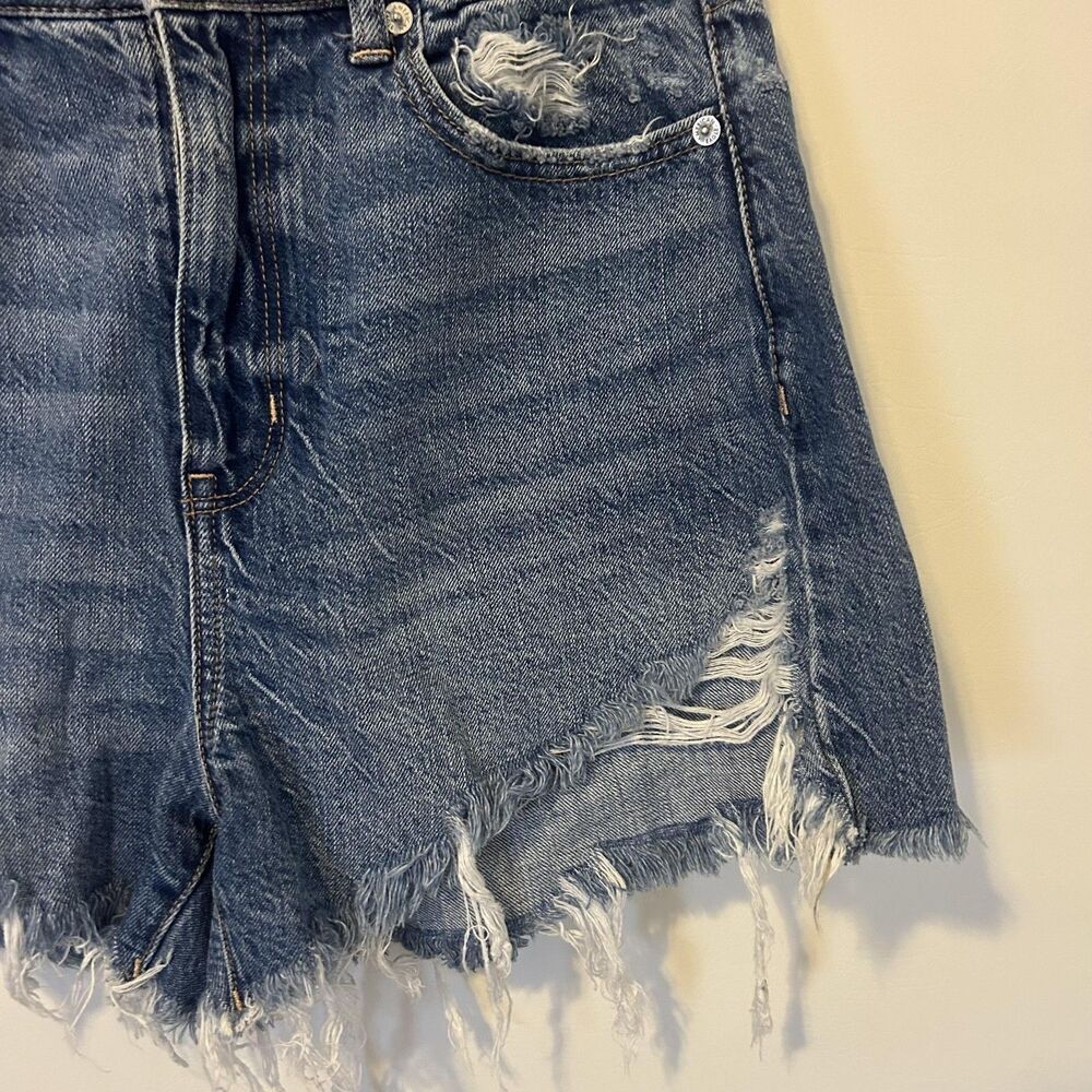 American Eagle Shorts Womens 4 Blue Highest Rise Mom Distressed festival boho - Picture 3 of 11